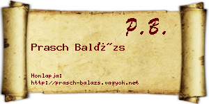 Prasch Balázs névjegykártya